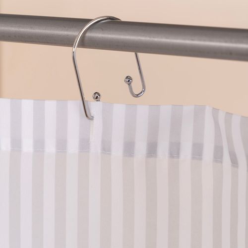 Set de Cortina de Baño Rayada con Ganchos Dobles