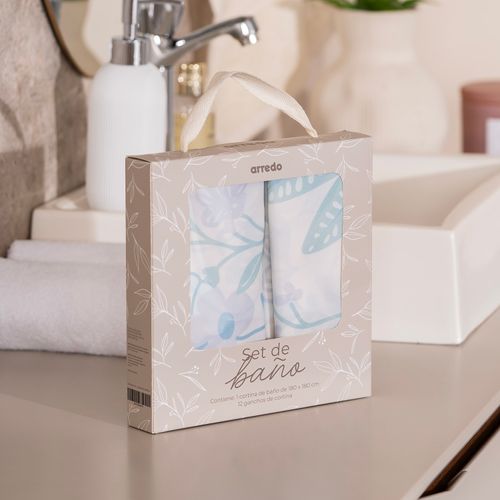 Set de Cortina de Baño Floral con Ganchos Dobles