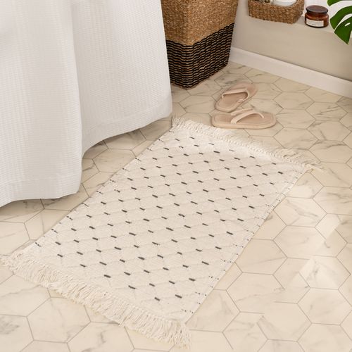 Alfombra de Baño Grande Caminos Cruzados con Flecos