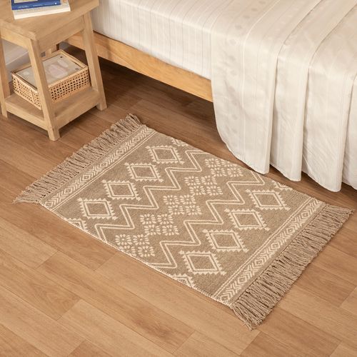 Alfombra de Algodón Chenille con Flecos Étnicos
