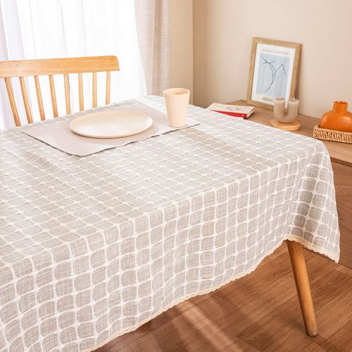 Mantel Chico Rectangular Antimanchas Cuadrille con Puntas