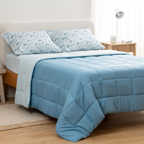 Acolchado Queen Reversible Liso