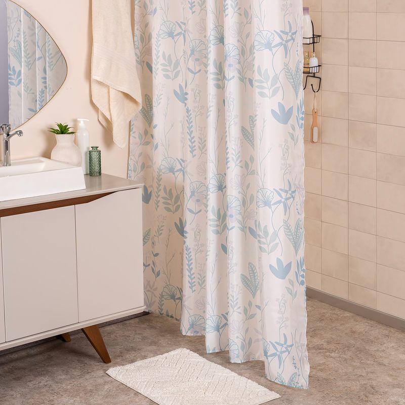 Set-de-Cortina-de-Baño-Floral-con-Ganchos-Dobles