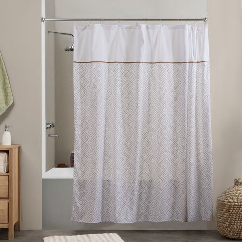 Cortina de Baño con Ojalillos Rombos Cuadros