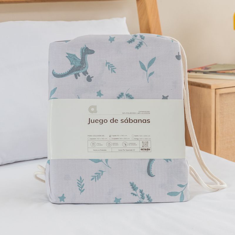 Juego-de-Sabanas-1-Plaza-Algodon-Blend-Dragon-Ensueño