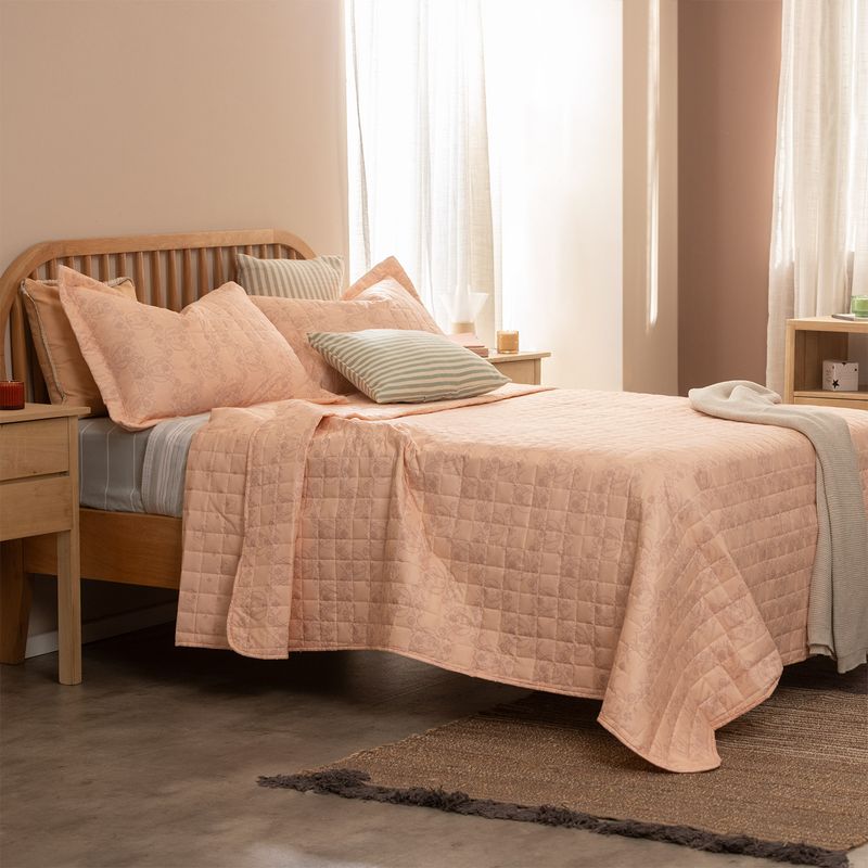 Cubrecama-King-Reversible-Flores-Ornamentales