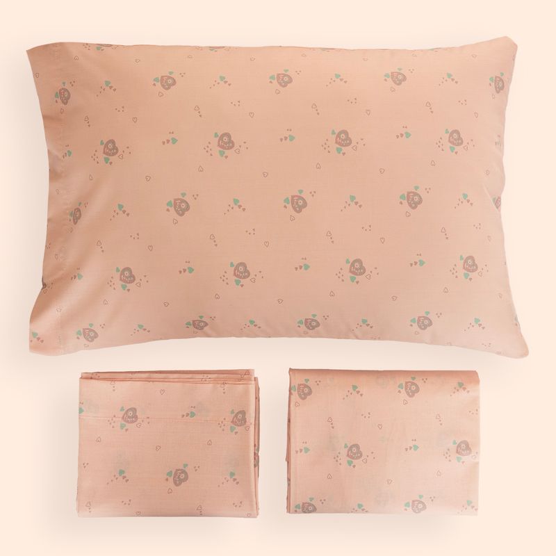 Juego-de-Sabanas-1-Plaza-Algodon-Blend-Estampado-Flor-Corazon