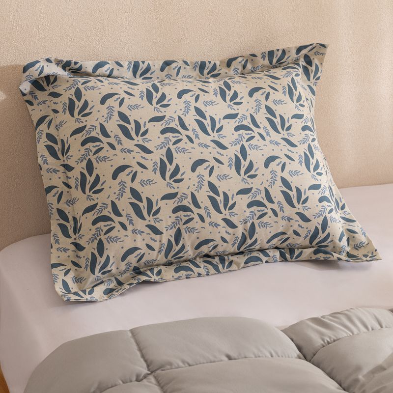 Funda-de-Almohadon-con-Pestañas-Algodon-Blend-Hoja-Variada