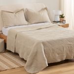 Cubrecama-King-Reversible-de-Algodon-Hojas-Bordadas