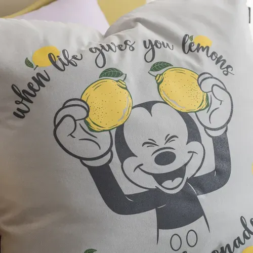 Funda de Almohadón de Algodón Panamá Disney Mickey Lemons