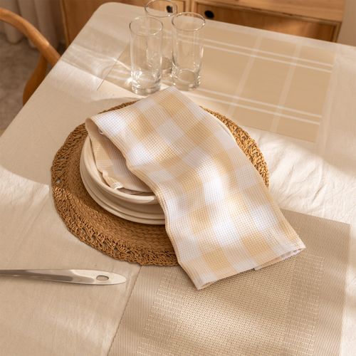 Repasador de Algodón Waffle a Cuadros