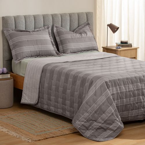 Cubrecama Queen Reversible Rayas