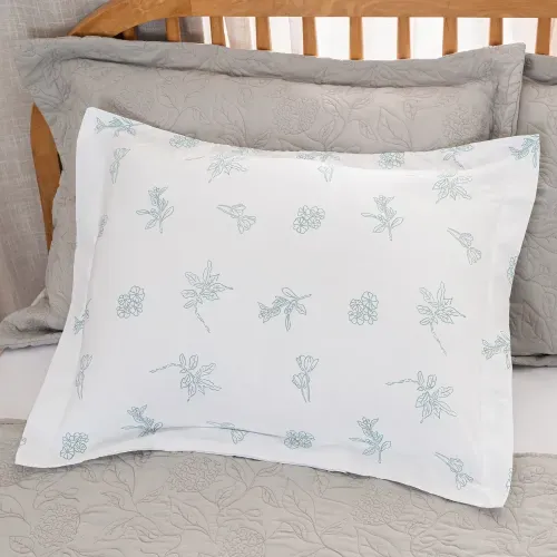 Funda de Almohadón con Pestañas Algodón Peinado Flores Calm