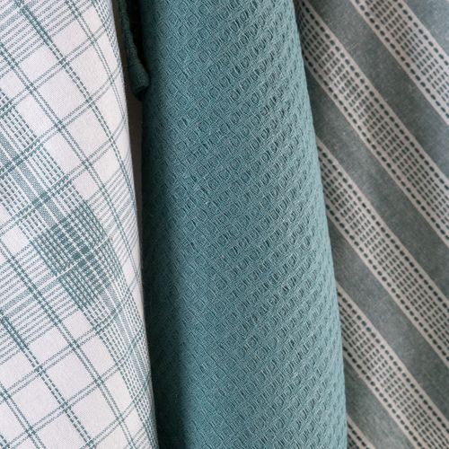 Set de 3 Repasadores de Algodón Rayas y Cuadros