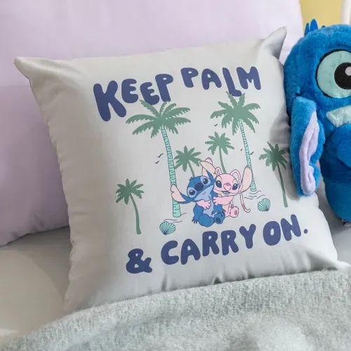 Funda de Almohadón de Algodón Panamá Disney Stitch Palm