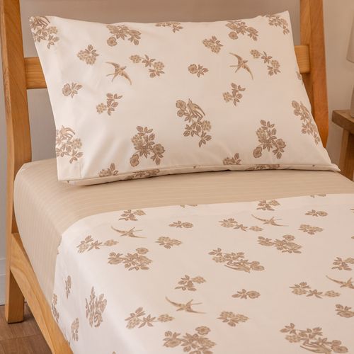 Juego de Sábanas Twin Golondrinas y Flores