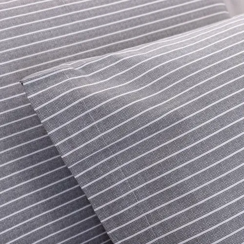 Set de Fundas de Almohadas Queen Algodón Peinado  Rayas Cuadrillé