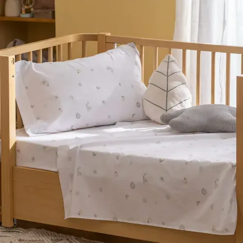 Juego de Sábanas Cuna Funcional Algodón Blend Insectos y Flores