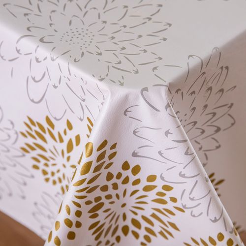 Mantel Grande Rectangular Ecocuero Antimanchas Flores y Mandalas