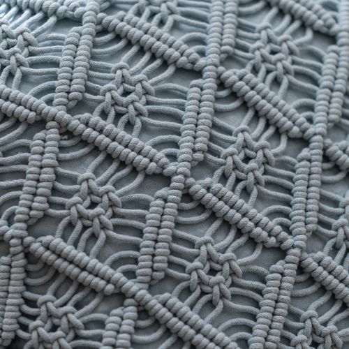 Funda de Almohadón Macramé y Flecos de Algodón