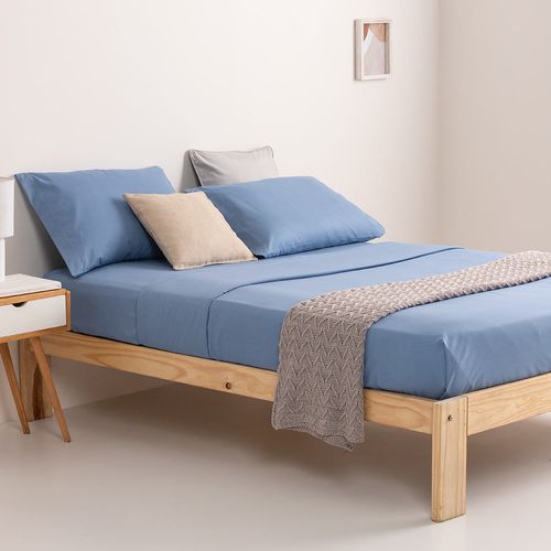 Juego de Sábanas Extra Queen Algodón Blend Liso