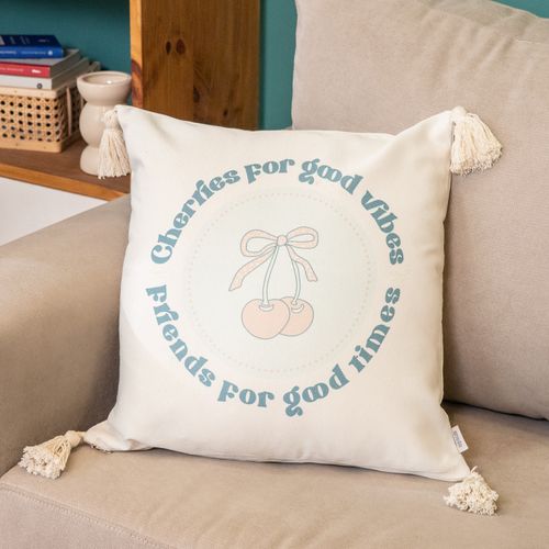 Funda de Almohadón con Flecos Cherry Good Vibes