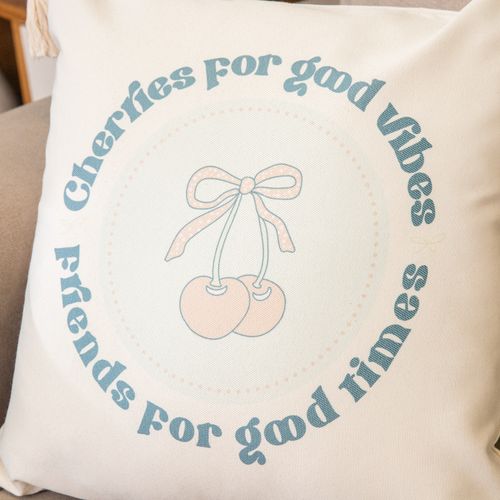 Funda de Almohadón con Flecos Cherry Good Vibes