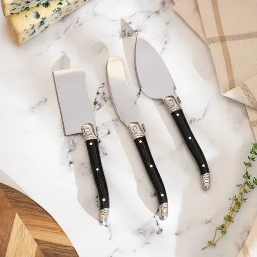 Set de 3 Cuchillos de Queso Praga Negro
