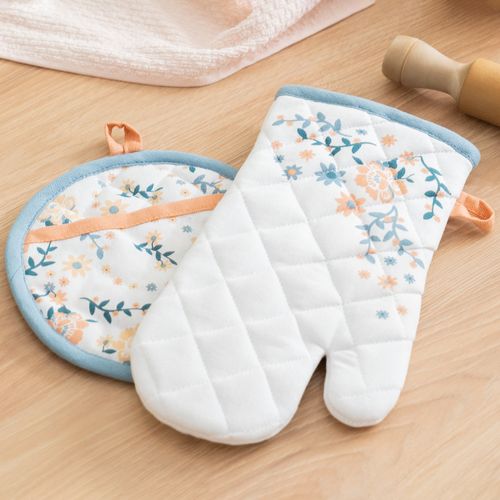 Set de Manopla y Agarradera Flores y Ondas