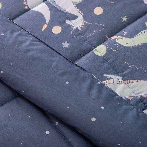 Acolchado 1 Plaza Reversible Dragones y Fuego