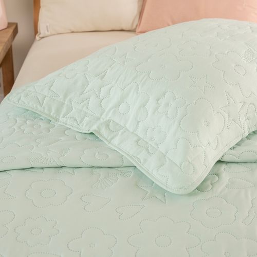 Cubrecama 1 Plaza Reversible Flores Labradas