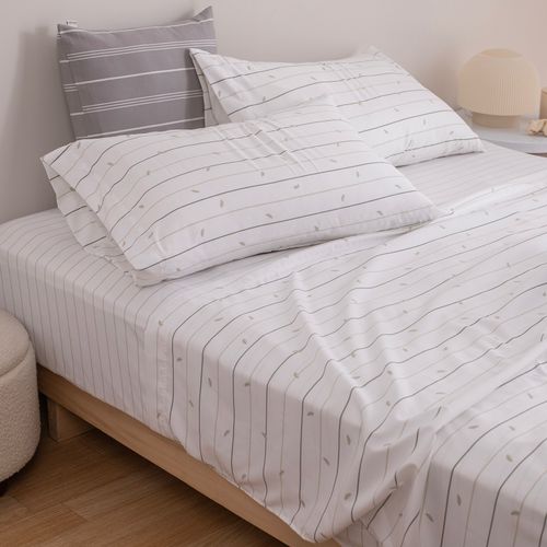 Juego de Sábanas Queen Hojas Rayadas