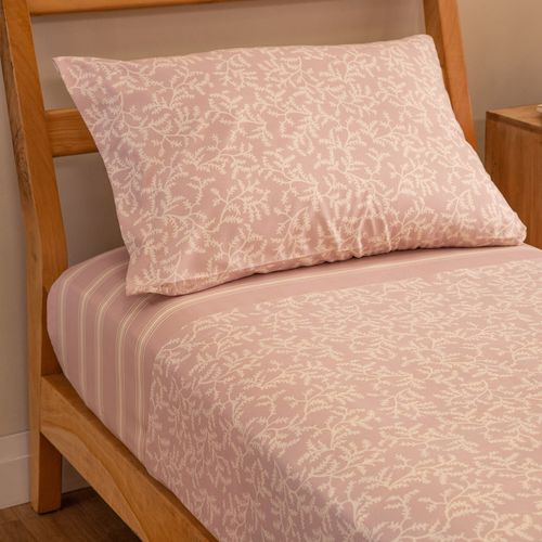 Juego de Sábanas 1 Plaza Extra Suaves Hojas Oxalis