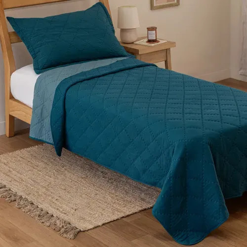 Cubrecama Twin Reversible Heatpress Rombos