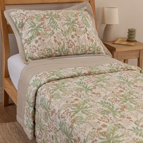 Cubrecama Twin Reversible Extra Suave Flores