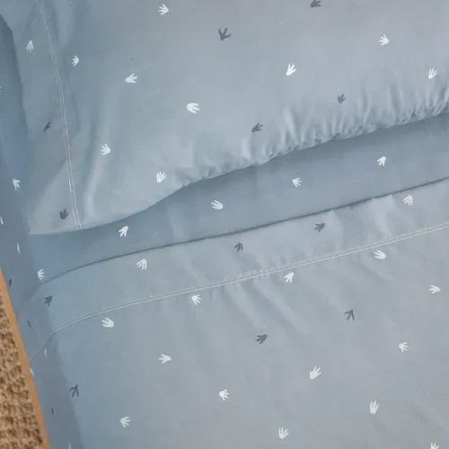 Juego de Sábanas 1 Plaza Huellas Dino