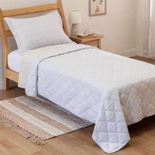 Cubrecama Twin Reversible Heatpress Rombos