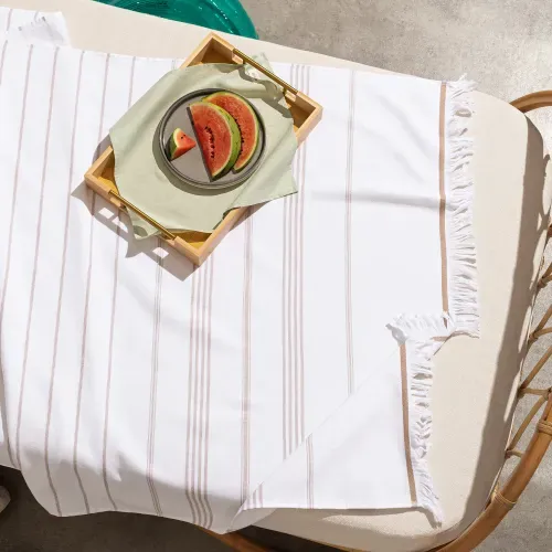 Toallón Playero Extra Large Rayas con Flecos