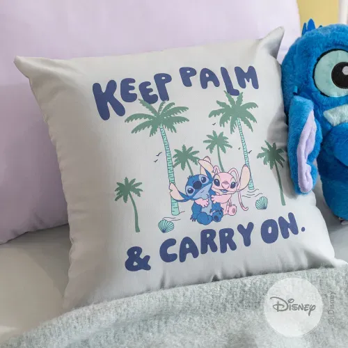 Funda de Almohadón de Algodón Panamá Disney Stitch Palm