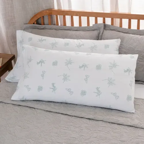 Set de Fundas de Almohadas King Algodón Peinado Flor Calm