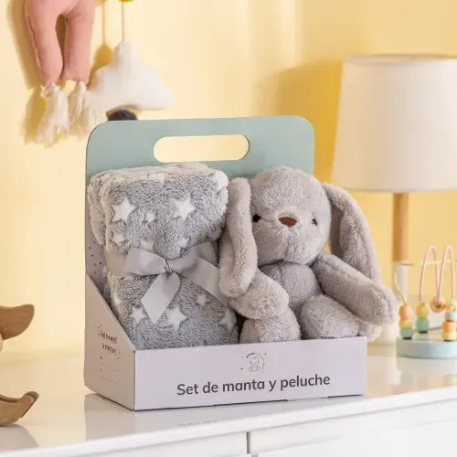 Set de Peluche Conejito con Manta Estrellas