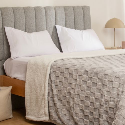 Frazada Queen Jacquard Flannel con Sherpa
