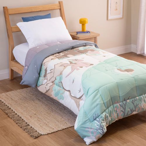 Acolchado 1 Plaza Reversible Mundo de Ensueño