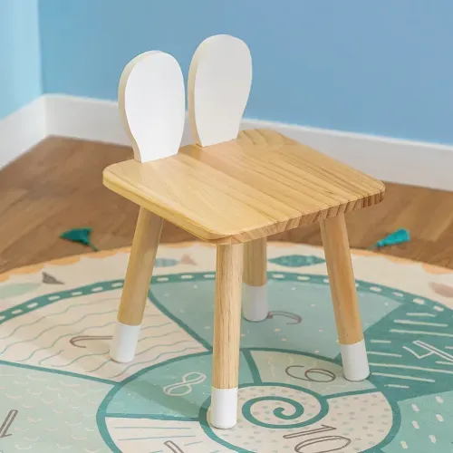 Silla Infantil de Madera con Respaldo Orejitas