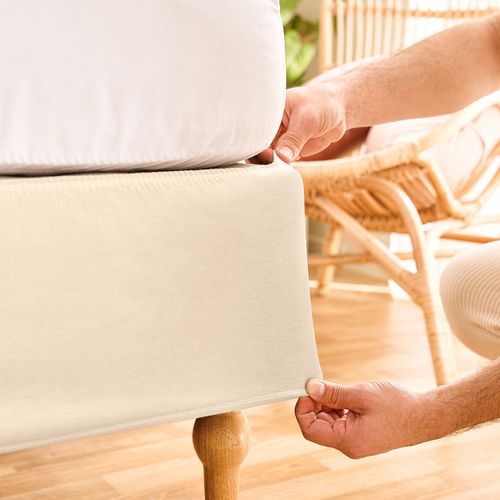 Cubresommier Elastizado Extra Queen de Algodón Panamá Liso