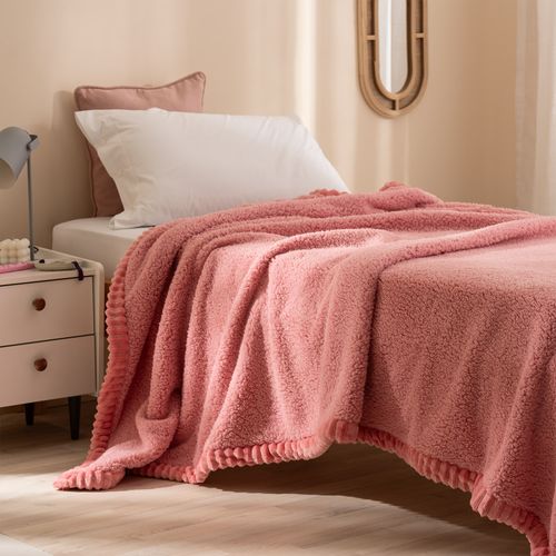 Frazada 1 Plaza Flannel Sherpa con Corderito