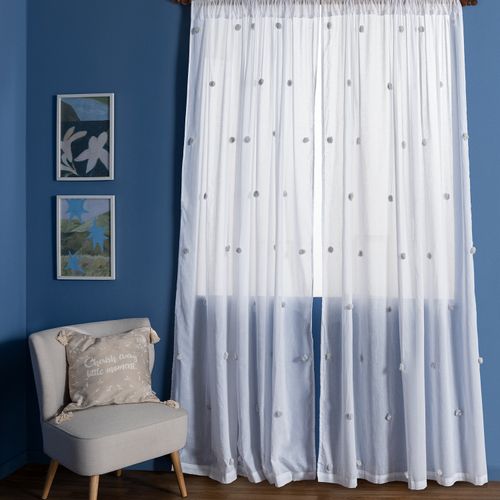 Set  de 2 Cortinas de Ambiente con Puntos Bordados