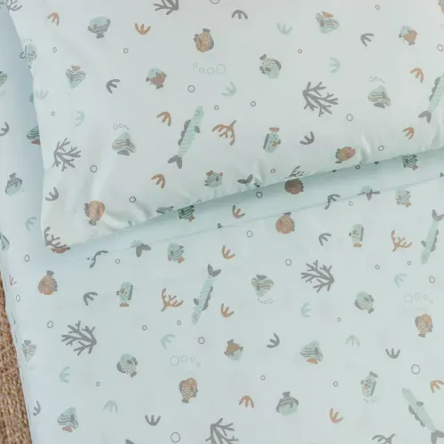 Juego de Sábanas 1 Plaza Peces Ensueño