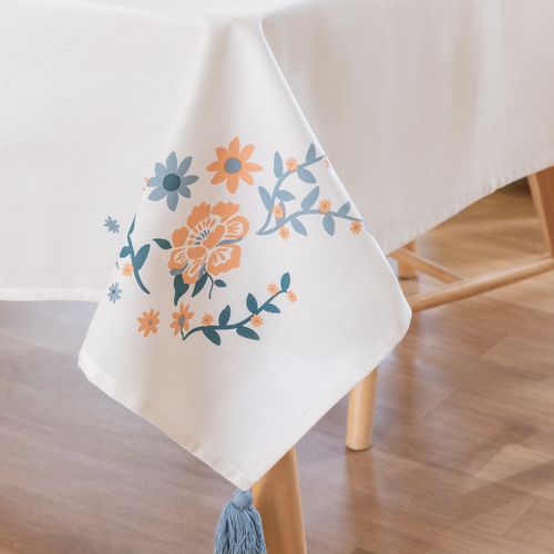 Mantel Rectangular Grande Flores y Ondas