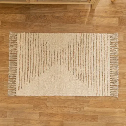 Alfombra de Ambiente Chica Yute y Algodón Rayas Geo